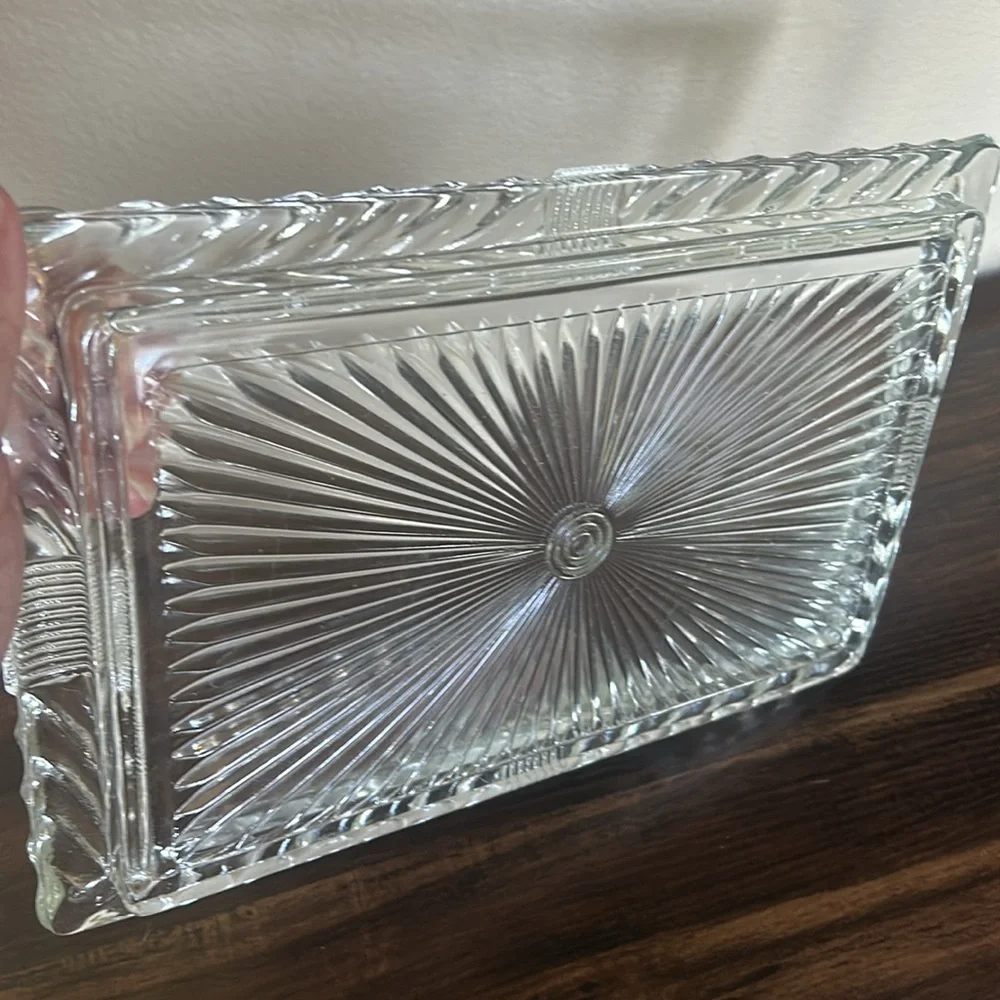 Vintage 1950s Heavy Thick Pressed Glass Vanity Tray